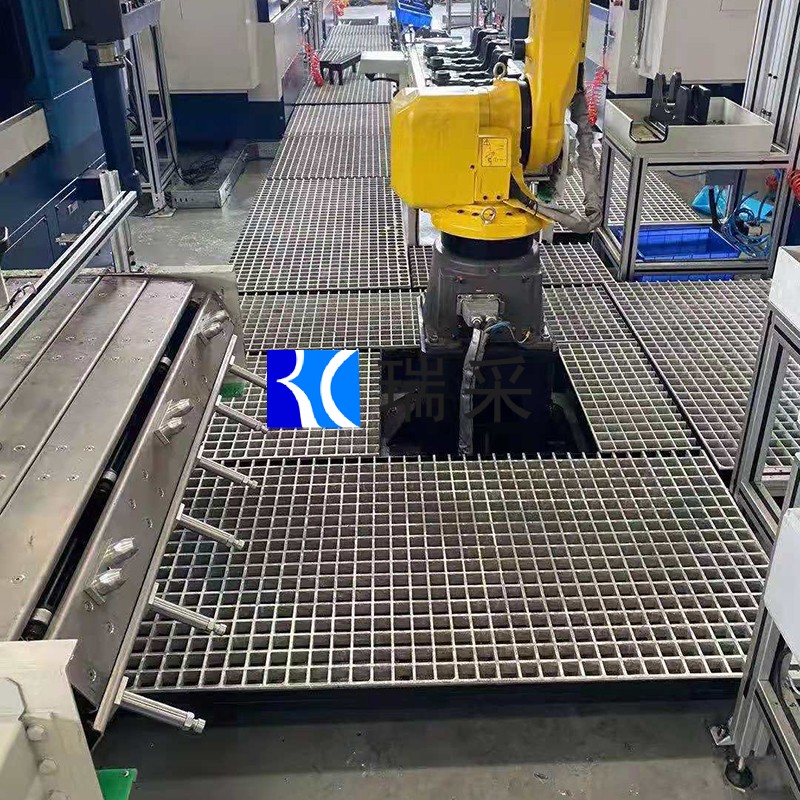 山东瑞采非标定制机器人机械臂流水线生产现场机床脚踏板玻璃钢格栅接油盘踏板可现场测绘工厂发货